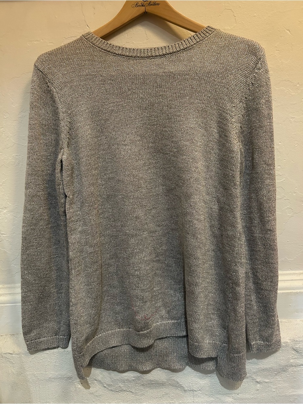 J. Jill Beige Crewneck Sweater w Gold Shimmer